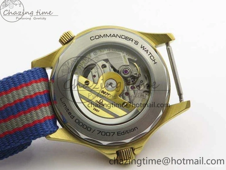 0327 Modern Seamaster 300M 007 YG URF 1:1 Best Edition White Dial Ceramic Bezel On Nylon Strap A 8115